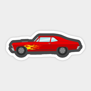 Chevy Nova SS With Flames Sticker